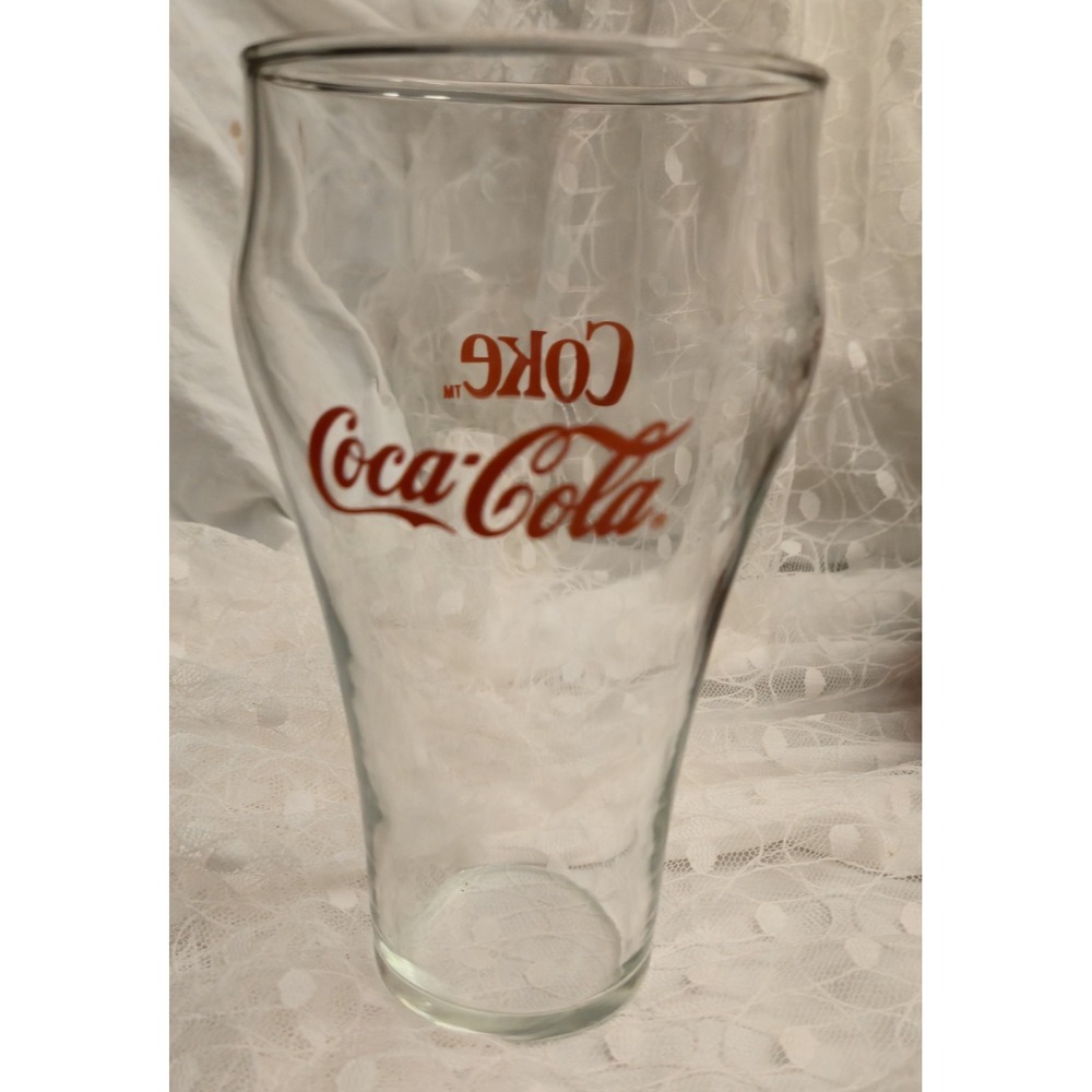 Coca-Cola Glass 16oz CLEAR w/ RED Letters